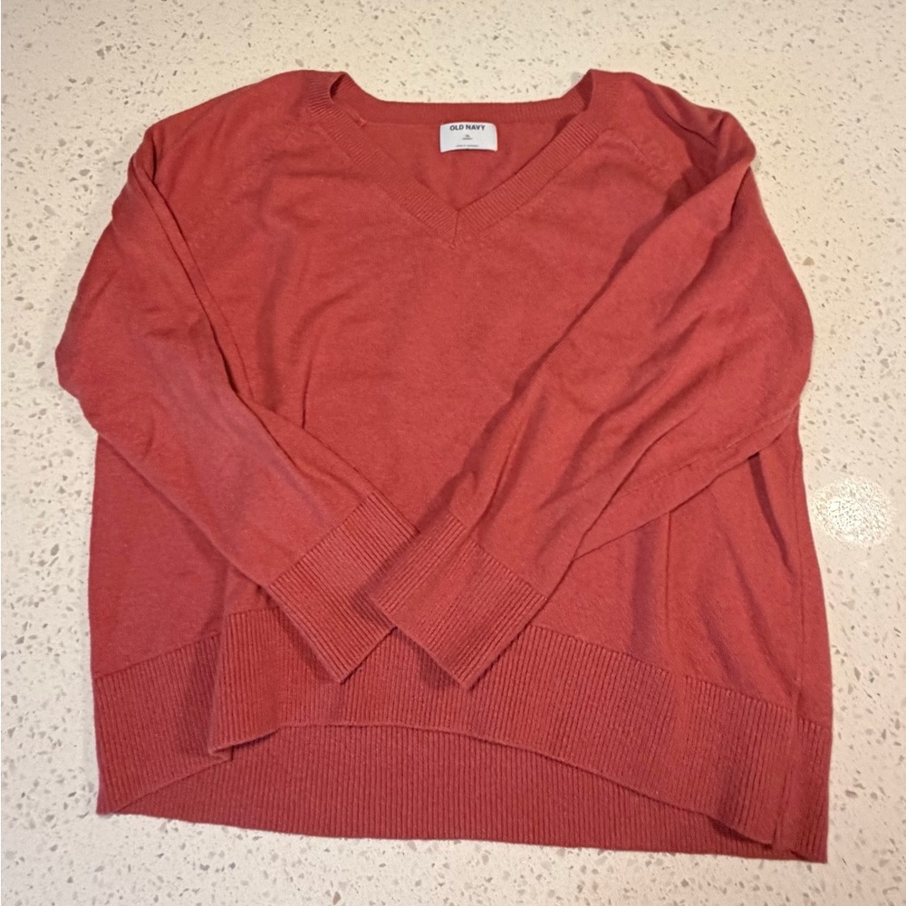 Old Navy Salmon Pink V-Neck Sweater